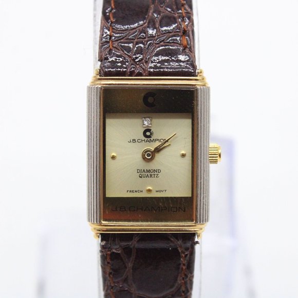 J.B Champion Watch Womens Gold Tone Stainless Steel Crocodile Black Band - Picture 3 of 10